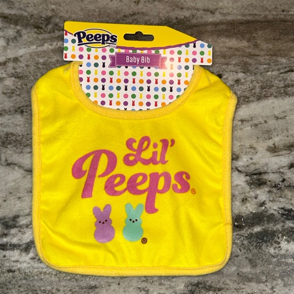 PEEPS Baby Bunny Rabbit YELLOW Set Includes Baby Bib and Teether NEW - Picture 2 of 6